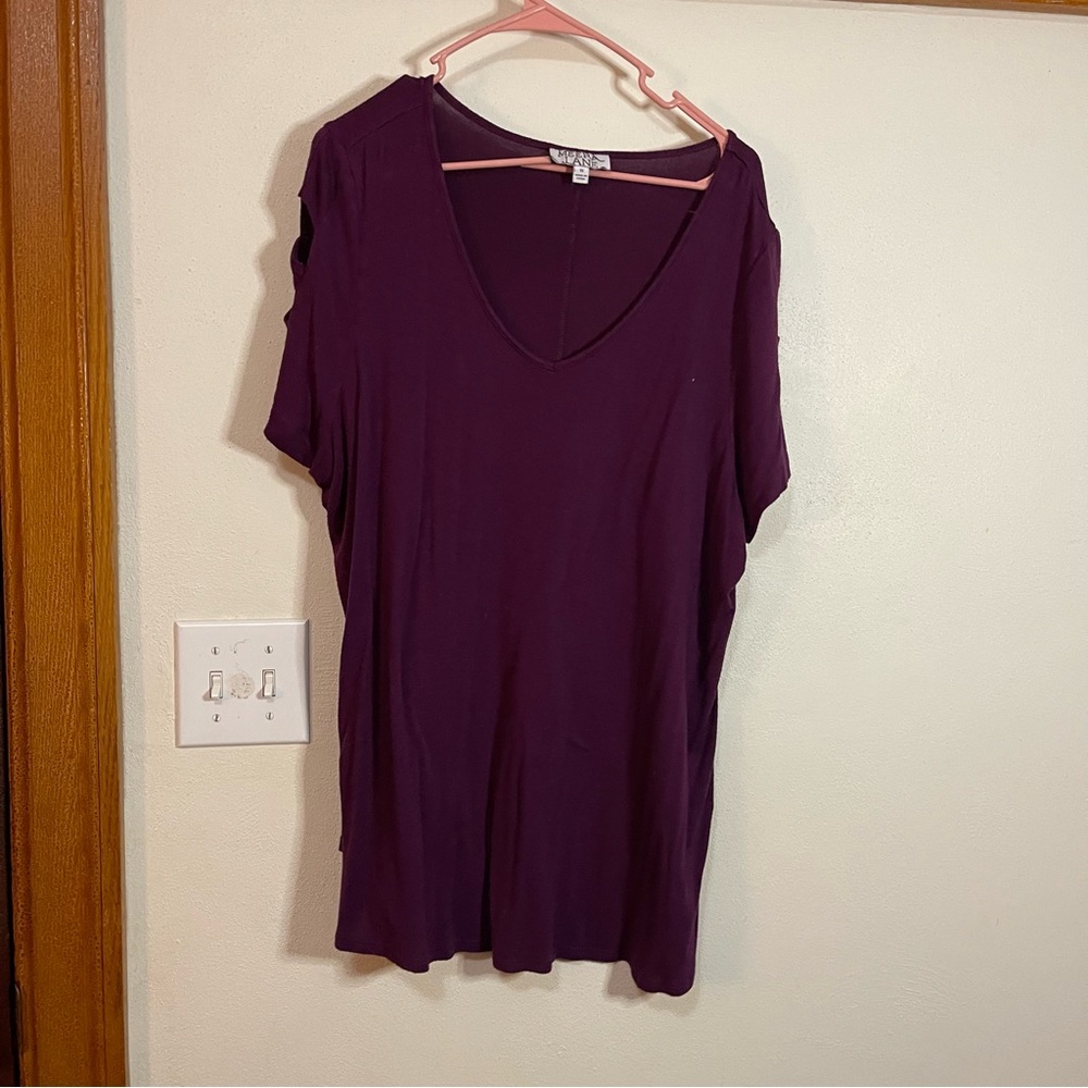 Purple Top with Cutout Sleeve Detail